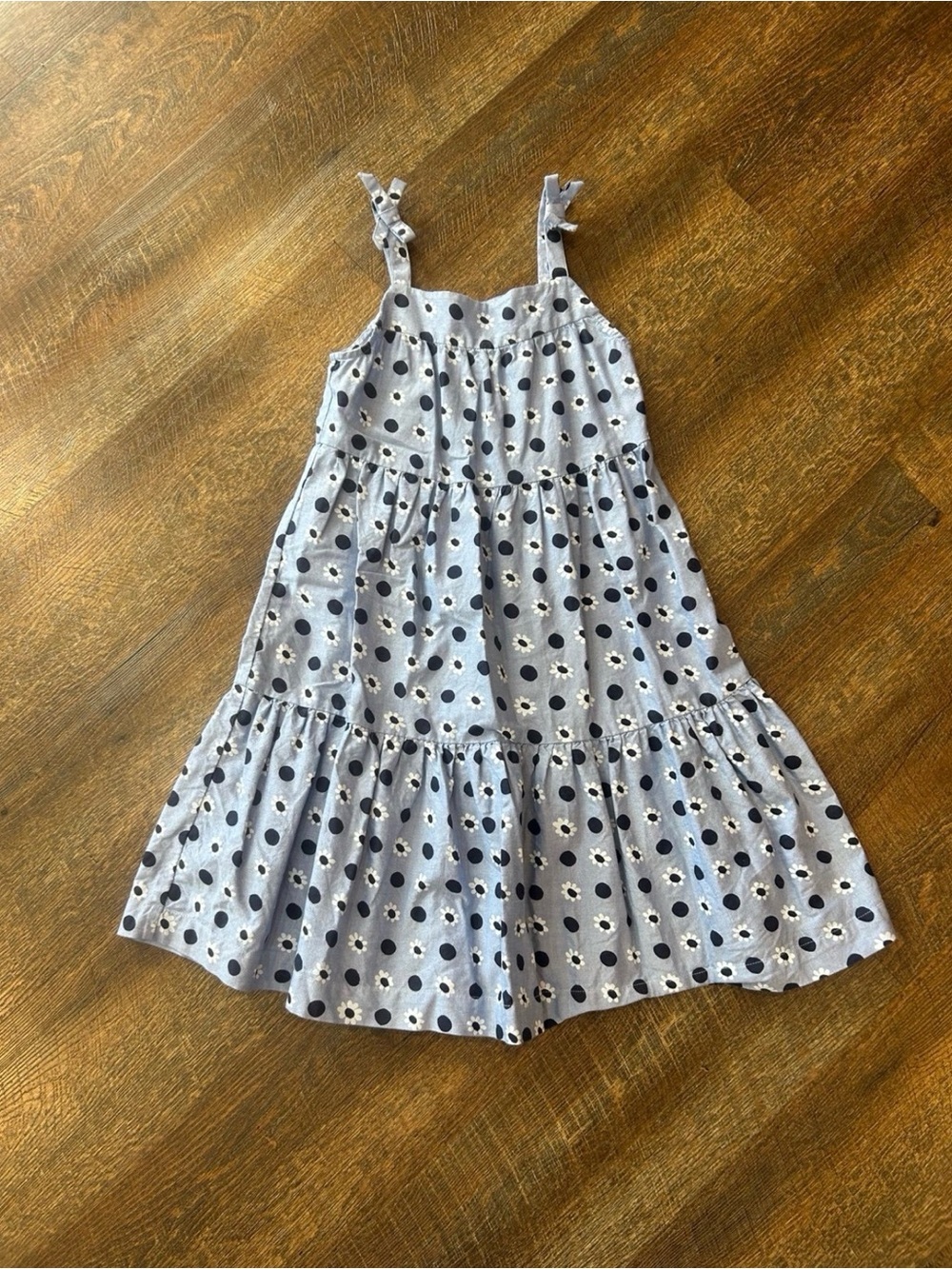 Hanna Andersson Light Blue Polka Dot Tiered Sundress